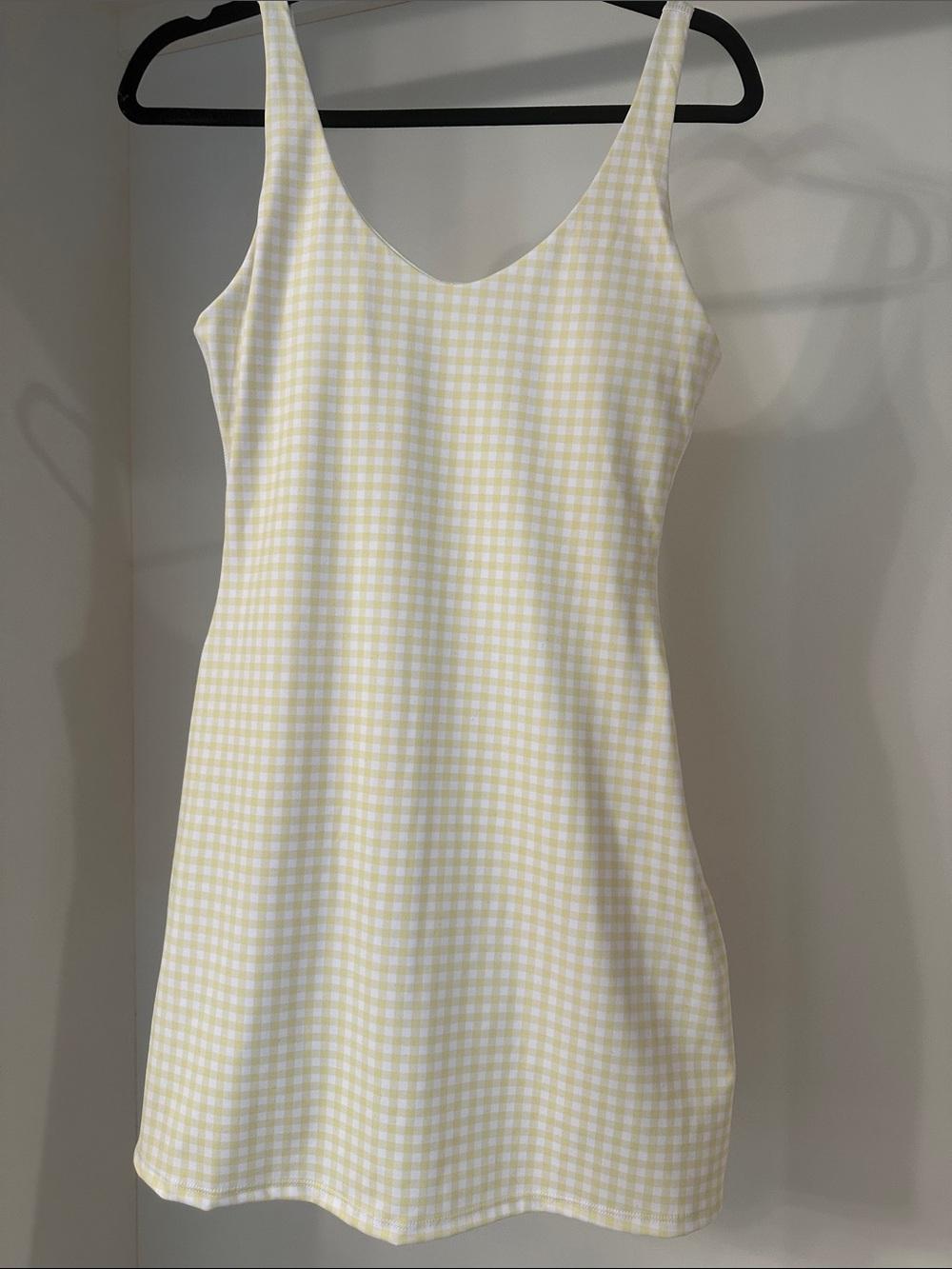 Pink Lily small yellow gingham  active dress with shorts. Like new